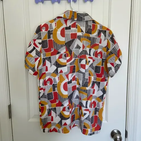 Vintage‎ women’s patterned button down shirt — XL Red