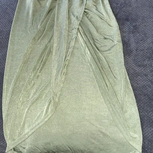 Mable Sage Green Strappy Ruched Midi Dress Small Crisscross Draped Front