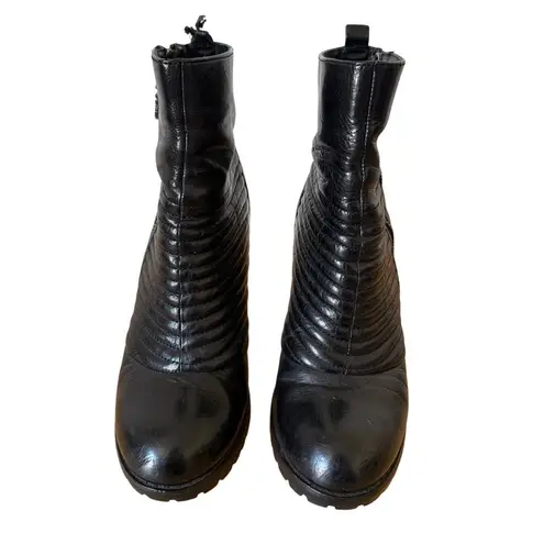 Miss Sixty Vintage y2k Black Leather Moto High Heel Boots Size 36.5/ US 6