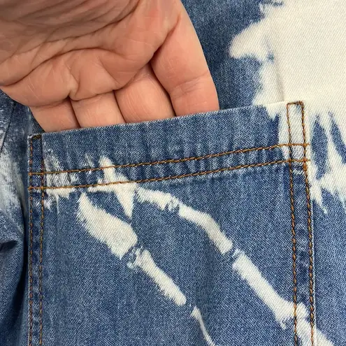 Vintage Jasmine Rose Medium Blue and White Bleach Tie Dye Denim T