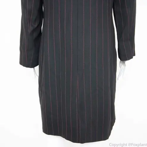 Juliana collezione vintage 100% wool pinstripes button down coat, 6 Black