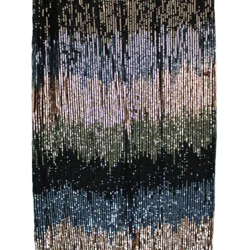 Ombre Stripe Sequin Skirt Womens M Rose Gold Blue Black Bling Glam Dressy Formal Size M