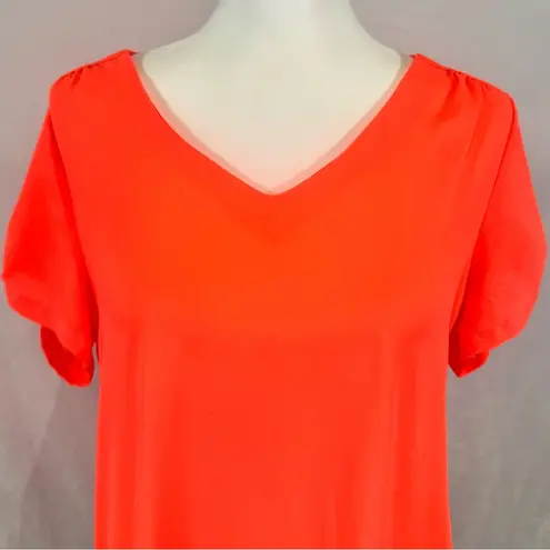 Lily White bright neon orange vneck top size medium