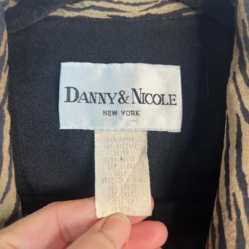 Danny & Nicole Black Green Animal Print Contrast Novelty Button Blazer Dress 10P