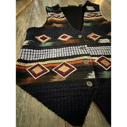 Jane Ashley Vintage  Women's Southwest Cowboy Vest Size Medium embroidered 90s