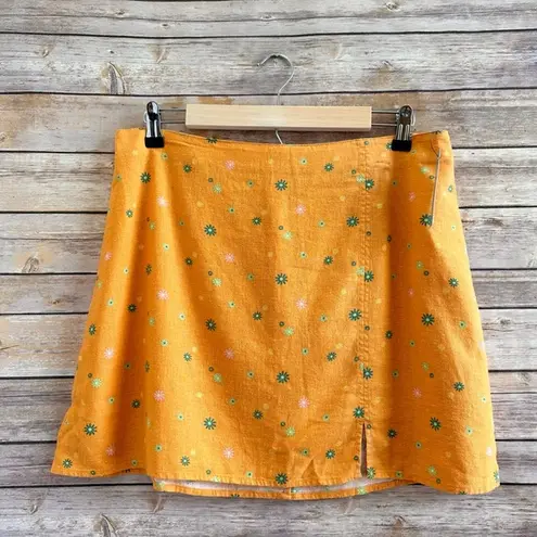 Abound  Orange Floral Linen Blend Mini Skirt Size Large NWT