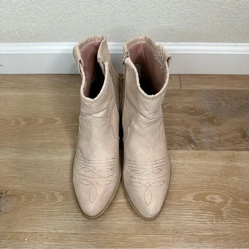 Dirty Laundry Light Pink Western Reptile Embossed Ankle Boots