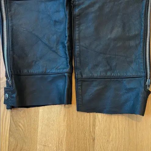 Vtg Harley Davidson Women’s Chaps Black Leather Biker Riding Gear Size Medium