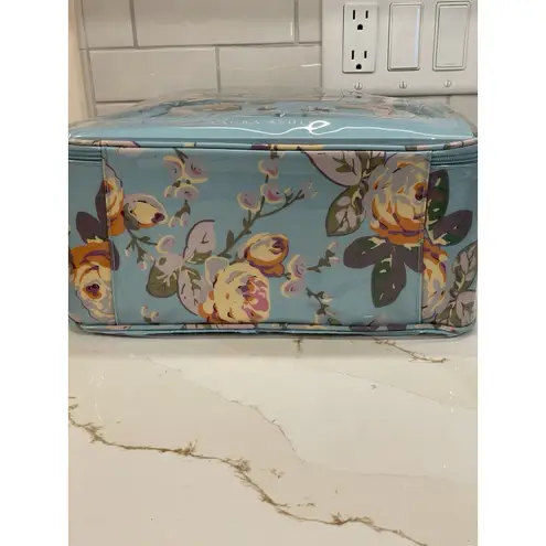 Laura Ashley Cosmetic Travel Set 8 Pc Blue Floral Toiletry Case Bag New y2k