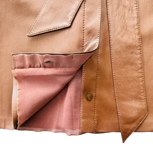 NANUSHKA Halli Vegan Leather Shirt Dress In Brown Size Small Belted Short Sleeve