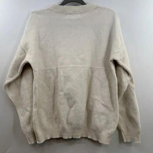 Vintage Sue Hillis Noah's Ark sweater 3D animals ceramic buttons cream M USA Size M