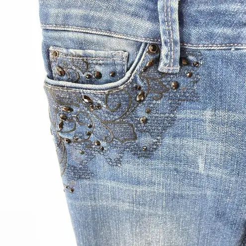 White House | Black Market  WHBM embroidered jeweled skinny jeans 0 0R