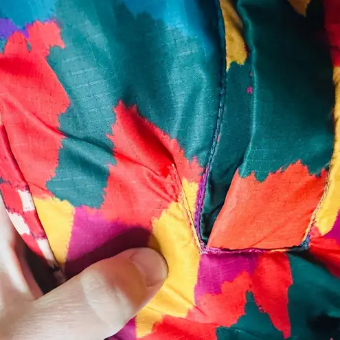 Farm Rio Crochet Patchwork Print Reversible Oversize Puffer Jacket Size Medium