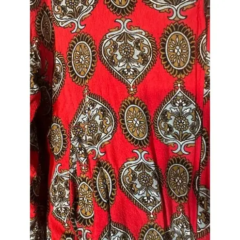 Tigerlily Red Floral Paisley Long Sleeve Full Zip Lightweight Jacket Women Sz 6