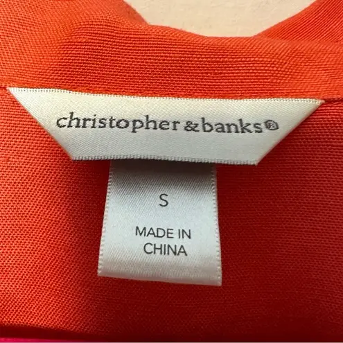 Christopher & Banks  Button Up Linen Shirt Jacket Red Orange Womens Size S Pleats