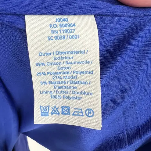 Boden "Honor" Ponte Knit Ruched Pencil Dress Blue Violet Short Sleeve U Neck 10R Size 10