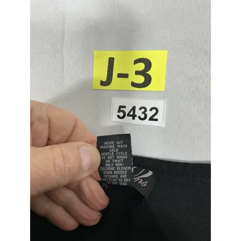 Womans Questions Pullover Sweater Medium Black 3/4 Sleeve Peekaboo Studs