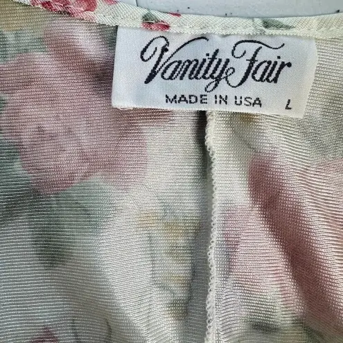 Vanity Fair Vintage  Womens Nightgown Floral Lace Accent Gown Size Large Made USA