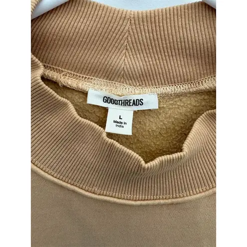 Goodthreads Women's Beige Ruffle Trim Long Sleeve Pullover Size L Tan Size L - Image 2