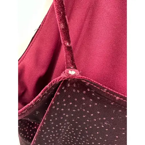 Be Smart Made in USA Maroon Velvet Sparkle Maxi Halter Dress Slit Gown Size 9/10 Red