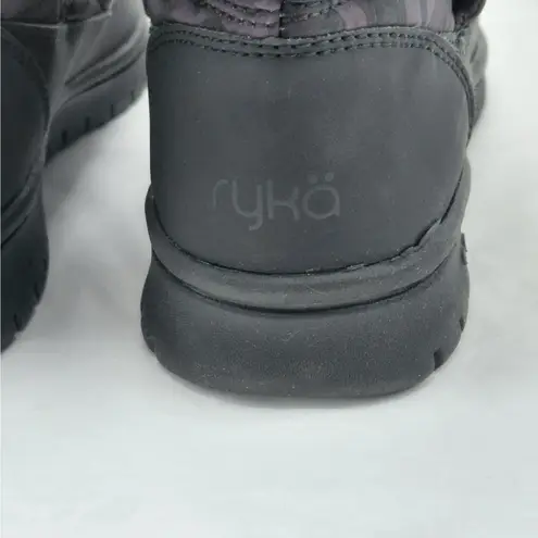 Ryka Suzy Quilted Black Camo Ankle Boots Women's Size 5.5 Pull On Casual Grunge