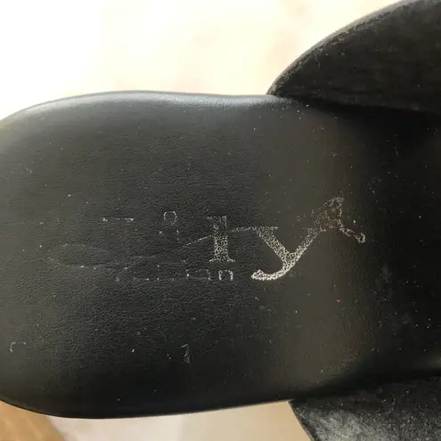 Black and Silver Rhinestone Wedge Sandals size 6.5