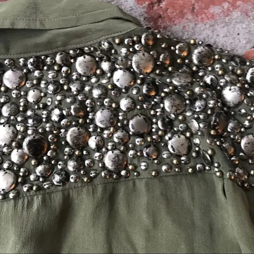Love Sam Green beaded silk blouse