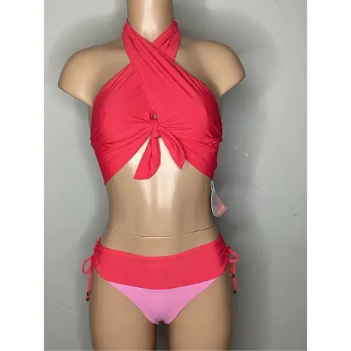 PilyQ New. PQ red and pink bikini. D-top/S-bottom. Retails $154