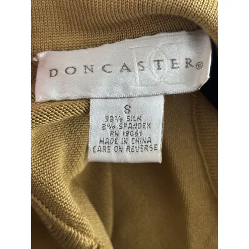Doncaster Womens Small Knit Top SILK Lightweight Mock Neck Yellow Preppy Chic