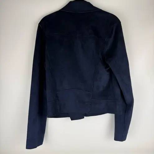 LEVEL 99 Navy Faux Suede Moto Jacket Size Small Blue
