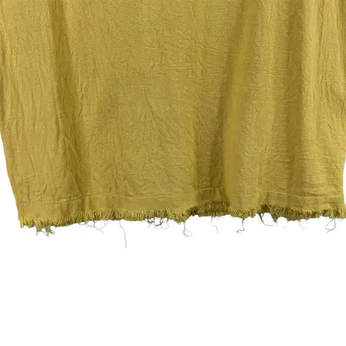 Shop The Mint Women M Yellow Boho Smocked Short Sleeve Linen Blouse Fall Layering