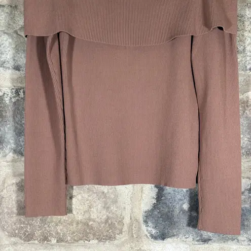 Wilfred Aritzia Nola Off the Shoulder Ribbed Long Sleeve Top Neutral Toned Large
