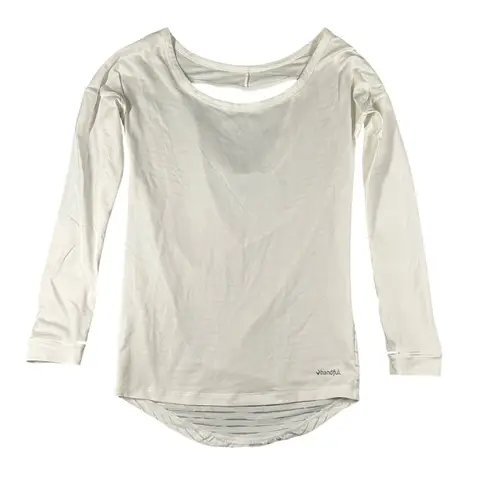 Handful Womens XS White‎ Long Sleeve Athletic Workout Pullover Top Burnout Light White - Image 1