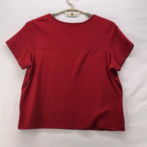 Denim And Co Womans Shirt Size 2x Maroon Comfy Fall Theme Layering Red