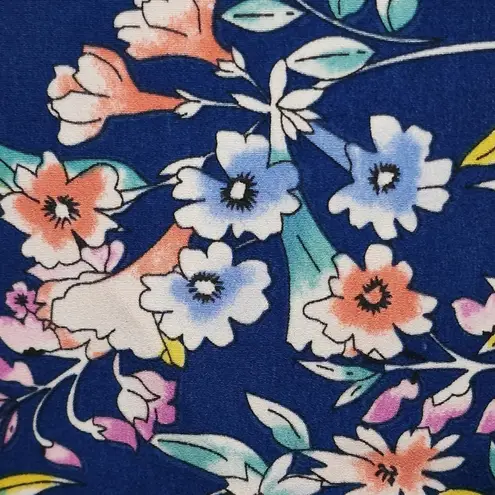 Talbots  blue floral pull on a-line skirt size 16