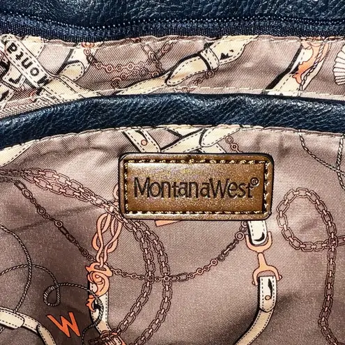 Montana West Navy Blue and Gray/Silver Tote Bag -