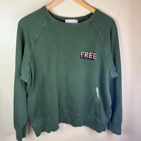 Wilfred Aritiza Free Airy Fleece Boyfriend Crew Size Large Forest Green Outdoor