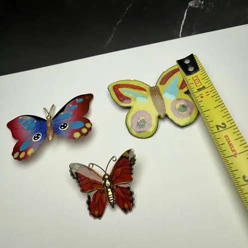 Colorful Butterfly Insect Brooch Pin Lot Of 3 Multicolor