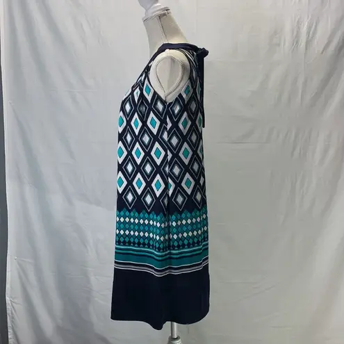 Enfocus Studio En Focus Geometric Design Navy Blue Shift Dress Size 12 Petite