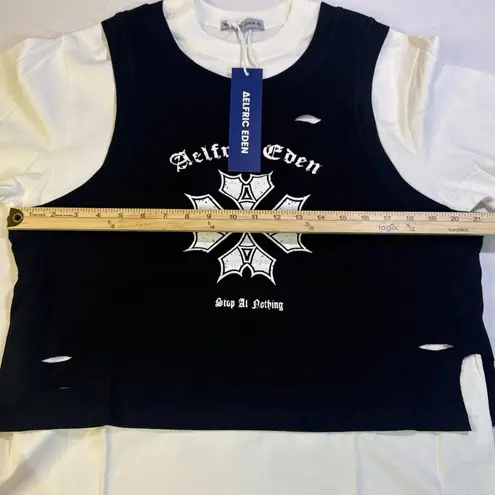 Aelfric Eden Punk Emo Goth Preppy Oversized Distressed T Shirt Vest XS NWT