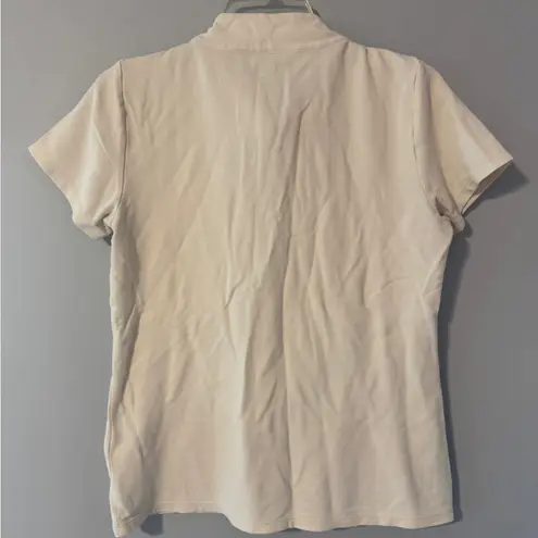 Spartina 449 Short Sleeve Serena Pique Half-Zip Top Buttercream in medium