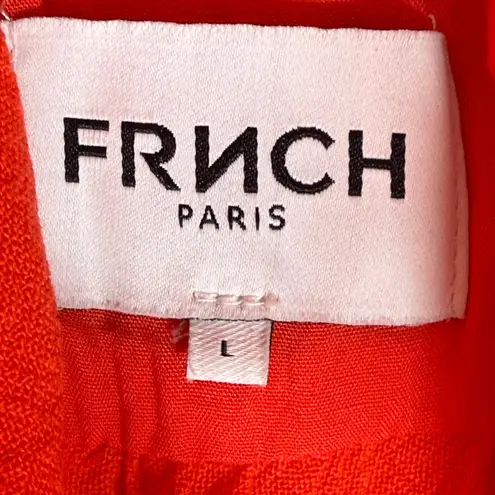 FRNCH Paris Women's Tiered Maxi Dress Orange Sleeveless Linen Blend Summer L