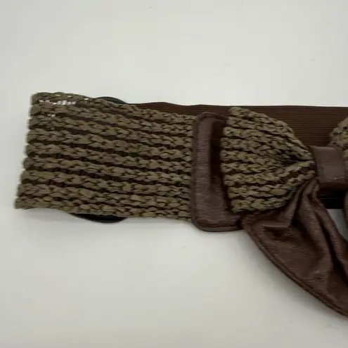 Unbranded Brown Woven Bow Belt Stretchy Accessory Size XS