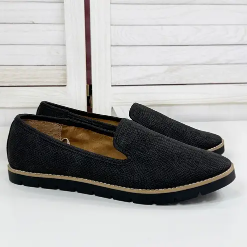 Cliffs Dallis Faux Suede Loafer Shoe Snake Embossed Slip On Black 8.5 Black