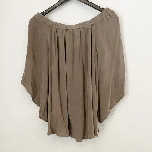 Lavender Brown  Off Shoulder Blouse Top Brown Taupe XS