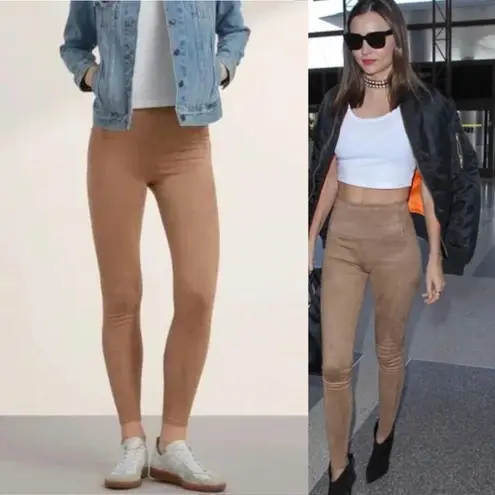 Wilfred Free Daria Tan Vegan Faux-suede Legging Pants Extra Small XS Super Soft