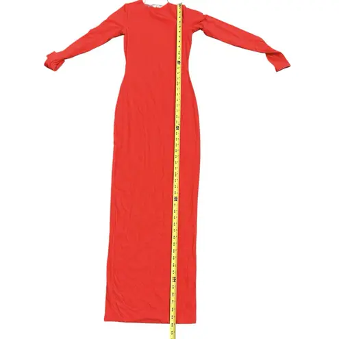 SKIMS Fits Everybody Long Sleeve Crew Neck Dress NWT Poppy Size Small