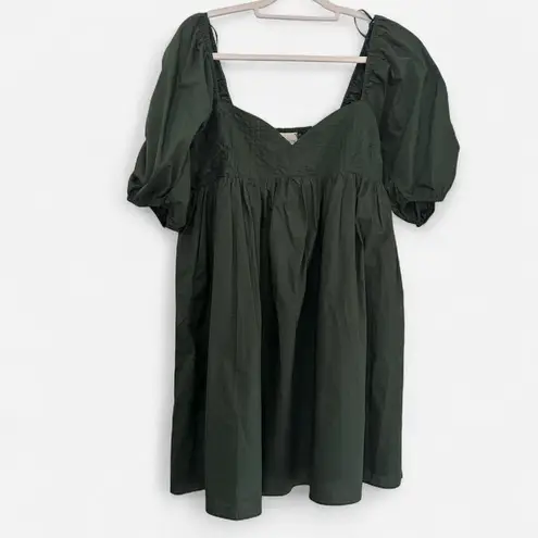 Tuckernuck Hyacinth House Sasha Mini Emerald Green Puff Sleeve Babydoll dress M