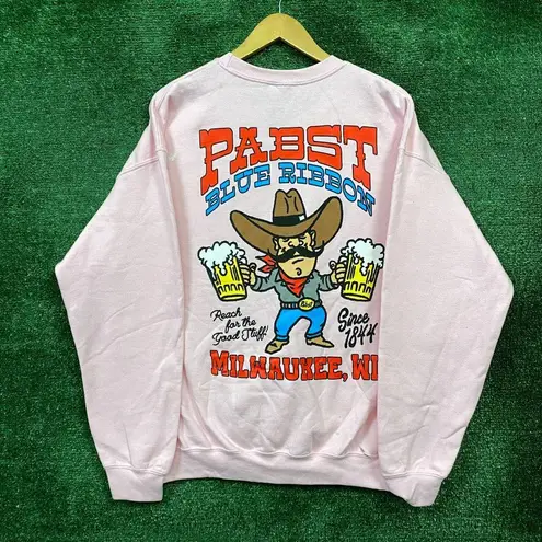 Pabst pink crewneck sweater, size large