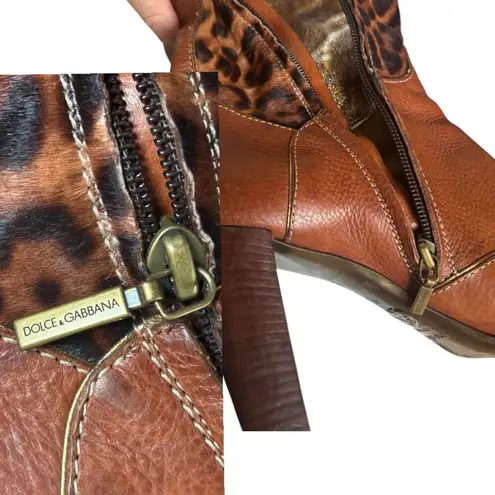 Dolce & Gabbana AUTHENTIC Y2K D&G FUR LEOPARD KNEE HIGH BOOTS US 10/41 MOB WIFE